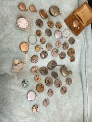 Antique Pocket Watches And Movements Over 30.  Different Brands Most US 8