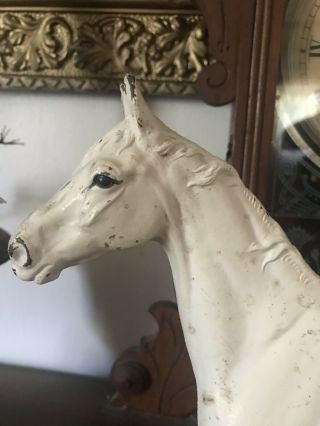 Hubley Antique Cast Iron White Horse Doorstop/ Thoroughbred 2