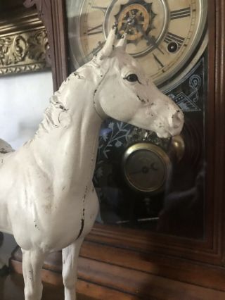Hubley Antique Cast Iron White Horse Doorstop/ Thoroughbred 4