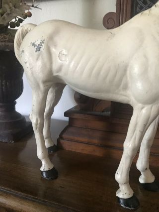 Hubley Antique Cast Iron White Horse Doorstop/ Thoroughbred 5