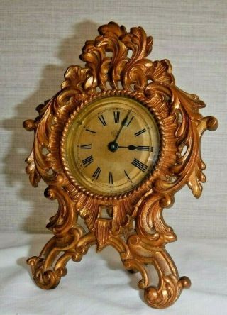 Antique Ansonia Novelty Bronze Desk Boudoir Mantel Clock A
