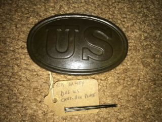 1864 Civil War Us Box Plate - Dug,  Uncleaned Found In Gettysburg