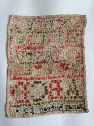 Antique 1852 Embroidery SAMPLER ABC Cross Stitch.  J.  Hutson,  Peebles,  Scotland 3