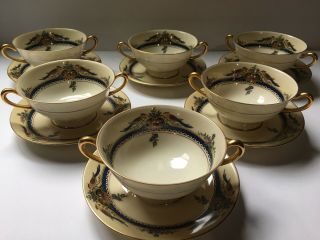Rs Tillowitz Bouillon Cups And Saucers Palace Antique China Set Of 6
