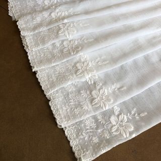 Antique Hand Embroidered Organdy Fabric