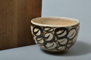 T2383: Japanese Old Kiyomizu - Ware Muffle Painting Tea Bowl Ninsei Made W/box