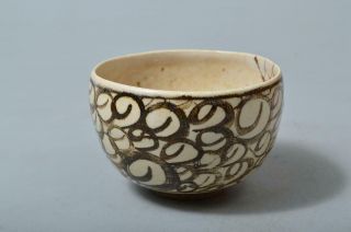 T2383: Japanese Old Kiyomizu - ware Muffle painting TEA BOWL Ninsei made w/box 4