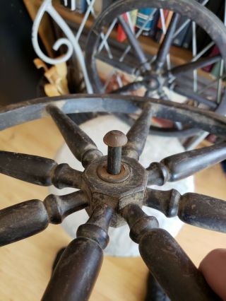 Antique Tea cart wheels with hardware vintage wood metal rubber 4