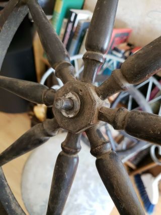 Antique Tea cart wheels with hardware vintage wood metal rubber 5