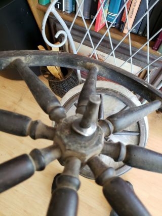 Antique Tea cart wheels with hardware vintage wood metal rubber 7