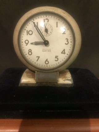 Rare Vintage Westclox Baby Ben Mechanical Winding Travel Alarm Clock With Heavy