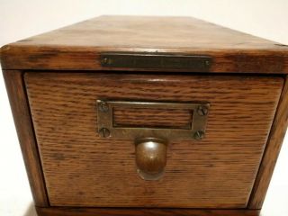 VTG Library Bureau Sole Makers Dovetailed Drawer Box Solid Oak Wood Card File 3
