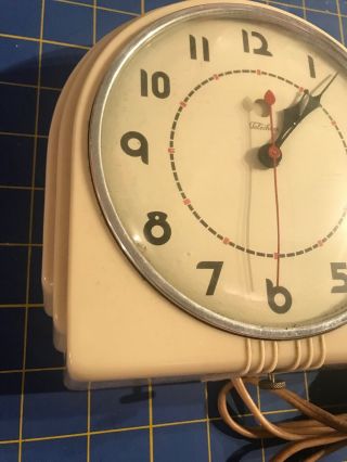 Vintage 1940’s ANTIQUE WARREN TELECHRON ART DECO Wall CLOCK 3