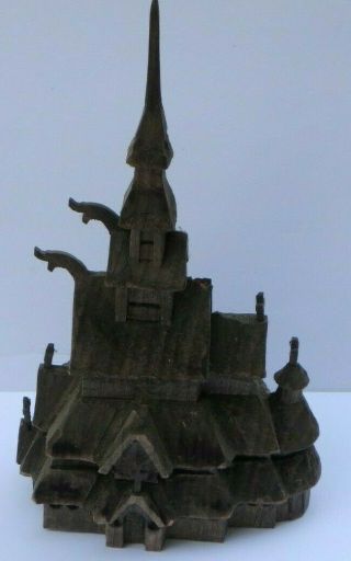 Henning Carved by Hand in Norway Wooden Stave Church,  Vintage 4