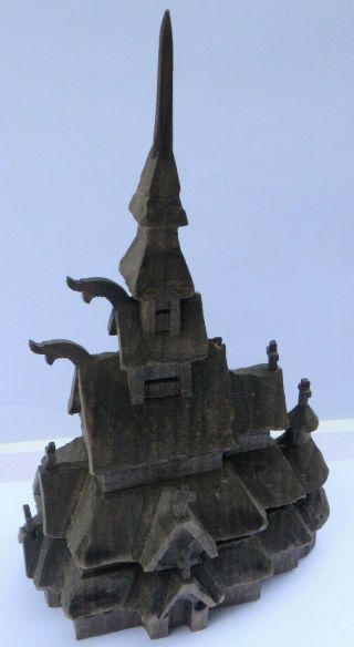Henning Carved by Hand in Norway Wooden Stave Church,  Vintage 6