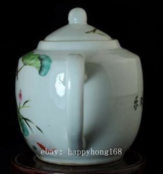 OLD CHINESE HAND - MADE PASTEL PORCELAIN HAND PAINTED BIRDS & FLOWERS TEAPOT B02 2