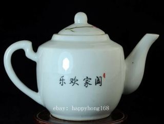 OLD CHINESE HAND - MADE PASTEL PORCELAIN HAND PAINTED BIRDS & FLOWERS TEAPOT B02 3