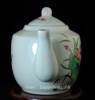 OLD CHINESE HAND - MADE PASTEL PORCELAIN HAND PAINTED BIRDS & FLOWERS TEAPOT B02 4