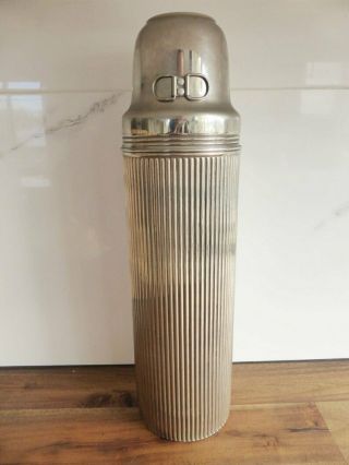 Antique Silver Chrome Ribbed Universal Thermos With Cork,  Landers Frary & Clark