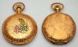 A Pair (2) Of Vintage Elgin Pocket Watches In Gold Filled Hunter Cases