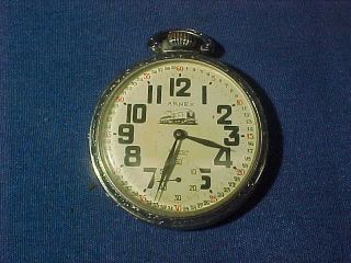Vintage Arnex Swiss Railroad Pocket Watch W 17 Jewels Silver Case Running