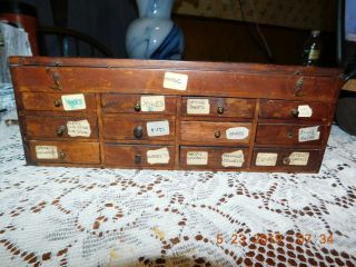 Vintage Miniture Wooden 12 Drawer Watch Makers Cabinet