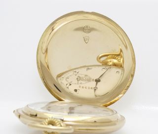 RARE Museum Quality Gubelin 52mm 1/4 Hour Repeater 52mm 14k Gold Pocket Watch 8