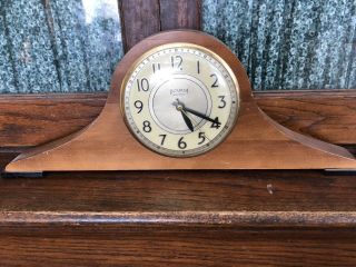 Vintage Ingraham Brown Wooden Model Et 912 Electric Mantle Clock