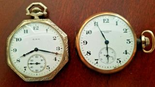 Vintage Elgin,  Waltham Pocket Watches For Repair.