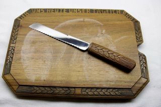 Vintage German Slicing Board W/ Knife Unser Taglich Brot Gib Uns Heute