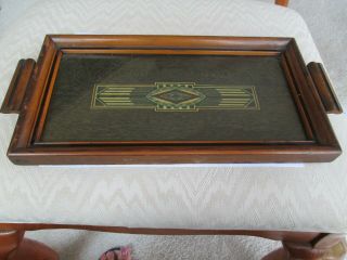 Vintage Art Deco Wood And Glass Tray/wall Hanging