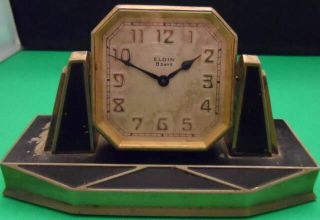 Vintage Art Deco Style Elgin 8 Day Clock