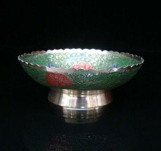 4“ Collectible Handmade Copper Brass Gilt Cloisonne Bowl Tibet Deco Art