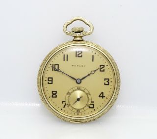 Rare 12s 19j Dudley Masonic Model 2 Pocket Watch In A 14k Green Gold Field Case