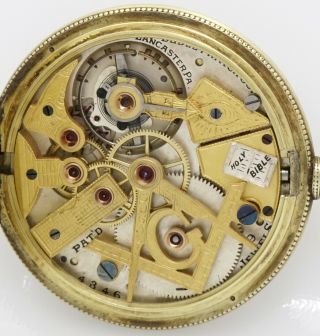 RARE 12s 19j Dudley Masonic Model 2 pocket watch in a 14k Green Gold Field case 4
