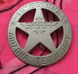 Vintage Antique Acrylic Tombstone Arizona Deputy Sheriff Police Pin Estate Find