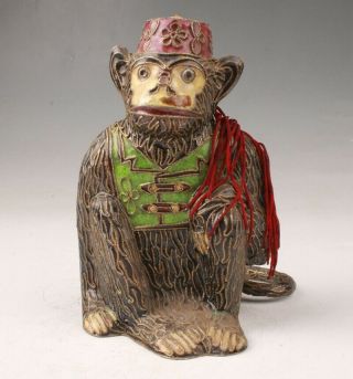 Precious Chinese Cloisonne Enamel Hand - Carved Monkey Statue Pendant