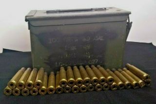 56 Fired Casings Of.  50 Caliber Ammo Can Military Metal Storage Box