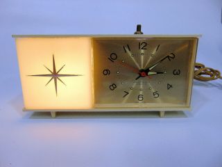 Mid - Century Modern Westclox " Moonbeam Nite - Lite " Silent Alarm Clock