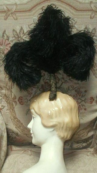 Antique Edwardian Ostrich Plumes Headdress French Circus Showgirl Fluer De Lis