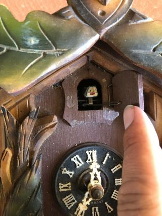 Vintage Antigue Black Forest Cuckoo Clock Made In Germany Deer Rabbit 4