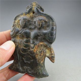 China,  jade,  hongshan culture,  hand carving,  natural jade,  dancer,  pendant A12 3