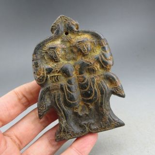 China,  jade,  hongshan culture,  hand carving,  natural jade,  dancer,  pendant A22 2