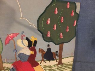 Vintage Applique Panel Costumed Ladies,  Sidesaddle Rider & Poodle 2