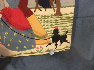 Vintage Applique Panel Costumed Ladies,  Sidesaddle Rider & Poodle 3