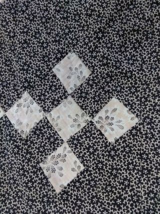 Antique Patchwork Quilt Throw Child Size Cotton Calico Browns 76x76 