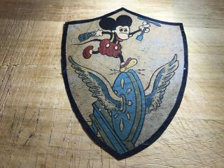 Wwii/ww2 - Leather Us Army Air Force Patch - Mickey Mouse/disney Unknown?