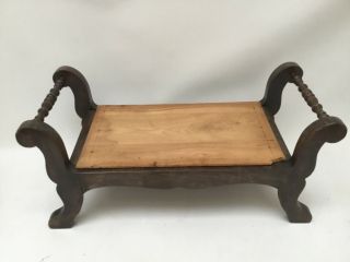 Antique Pierce & Son Wood Footstool Foot Rest With Turned Handles Small Bench