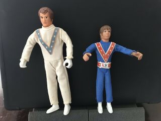 1976 Robbie Knievel & Evel Knievel Stunt Action Figures Ideal Toys Loose Rare