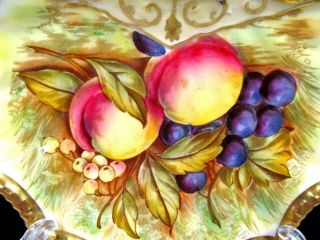 AYNSLEY 2 peaches & orchard fruits signed D Jones fancy candy dish painted 2